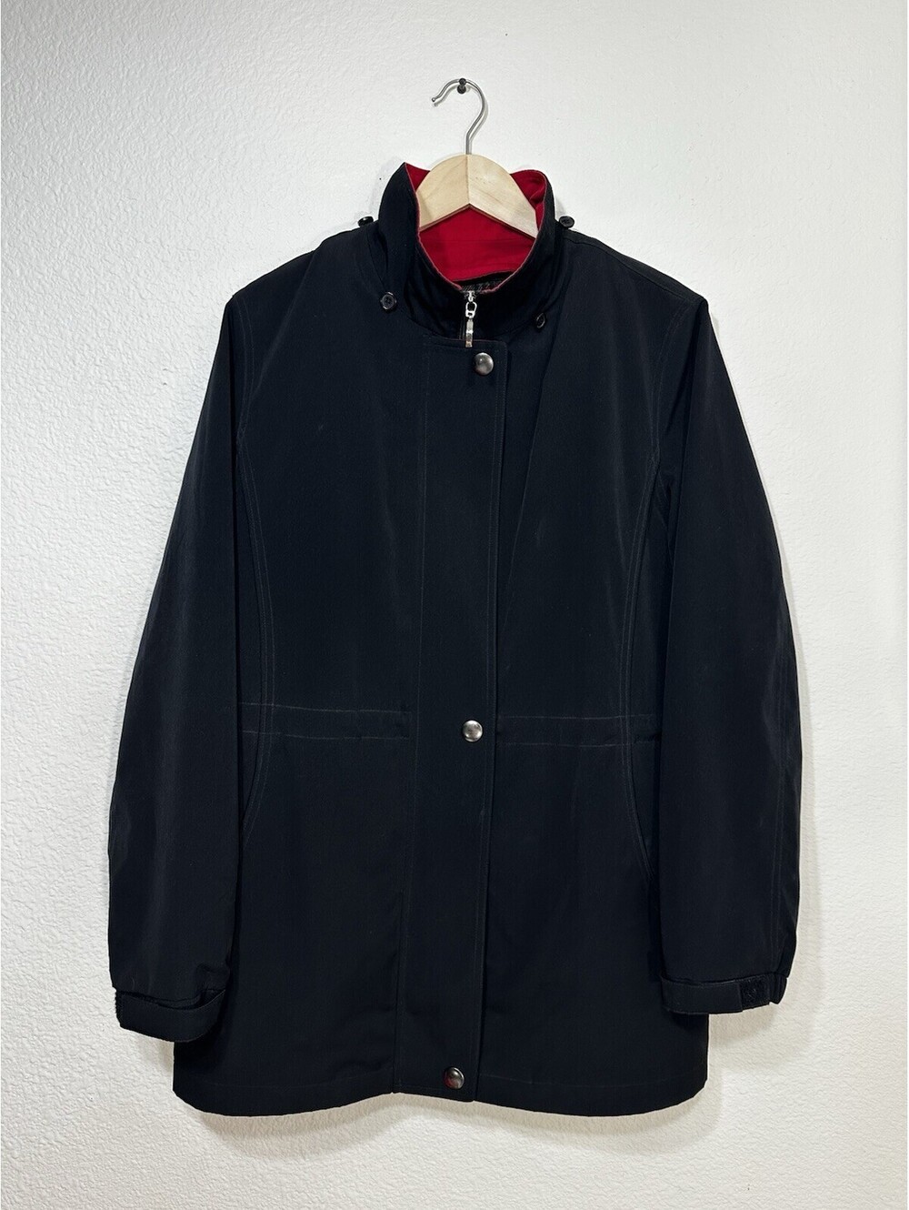 Liz Claiborne Women’s Black Winter Coat Jacket Plaid Lining Size M Medium
